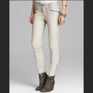 Free People Women's White/Cream Faux Leather Skinny Pants | Size 4